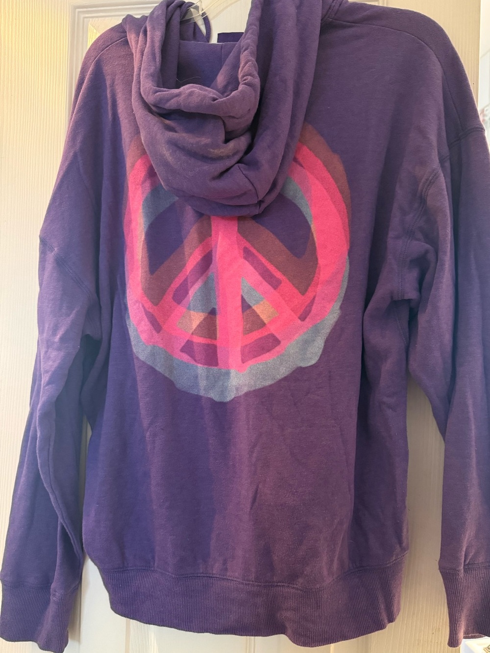 PINK Victoria’s Secret - Women’s Purple Peace Sign Hoodie - Size S - Like New!